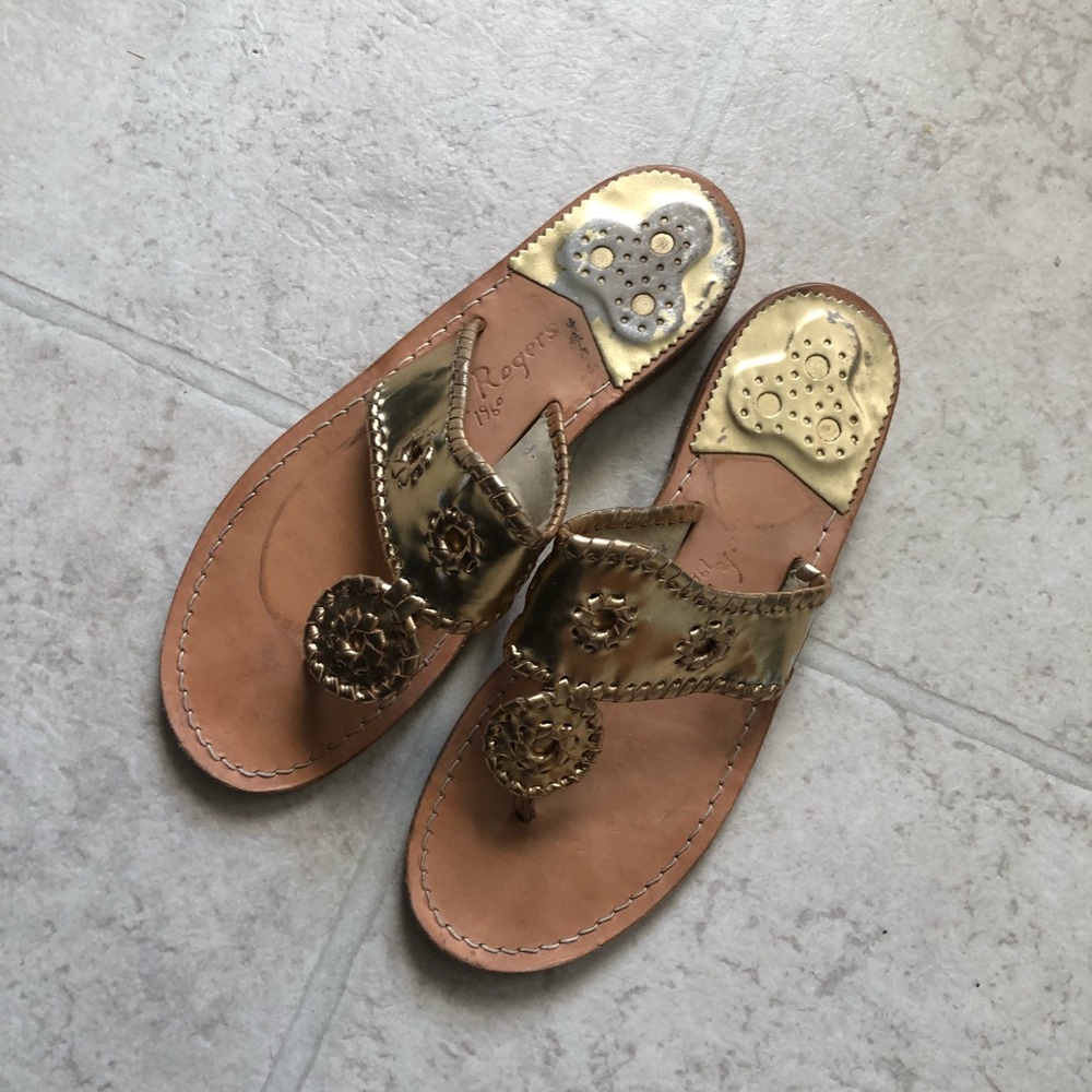 Jack Rogers Gold Sandals Elegant Flat Design